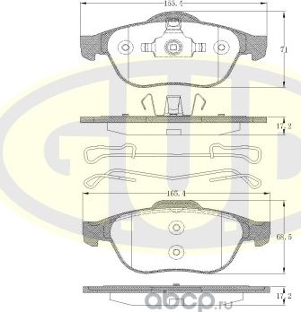 Тормозные колодки G.U.D.. Артикул GBP084300