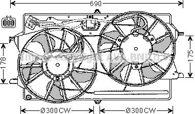Вентилятор радиатора двигателя AVA для Ford Focus I 1998-2005. Артикул FD7510