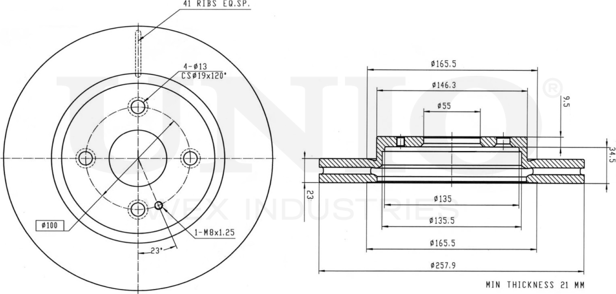 Диск тормозной (Unio). Артикул BRD-20393