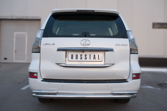 Защита RusStal заднего бампера d63 (секции) d42 (уголки) для Lexus GX 460 II 2014-2026. Артикул LGXZ-001849