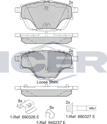 Тормозные колодки Icer задние для Citroen Grand C4 SpaceTourer 2018-2026. Артикул 182161