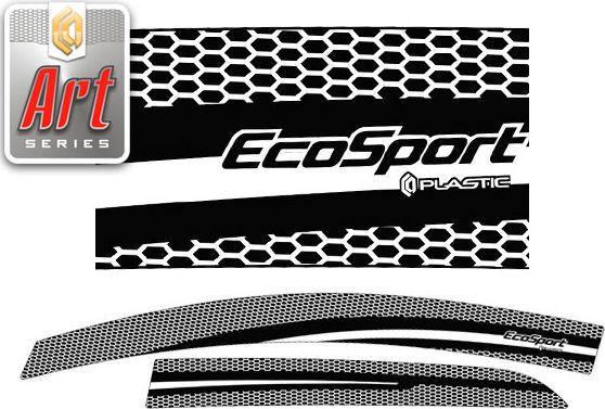 Дефлекторы СА Пластик для окон (Серия "Art" белая) Ford EcoSport II 2017-2019. Артикул 2010031413500