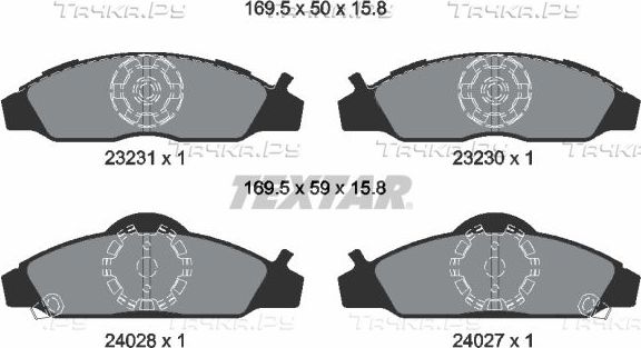 Тормозные колодки Textar передние для SsangYong Korando II 1997-2006. Артикул 2323101