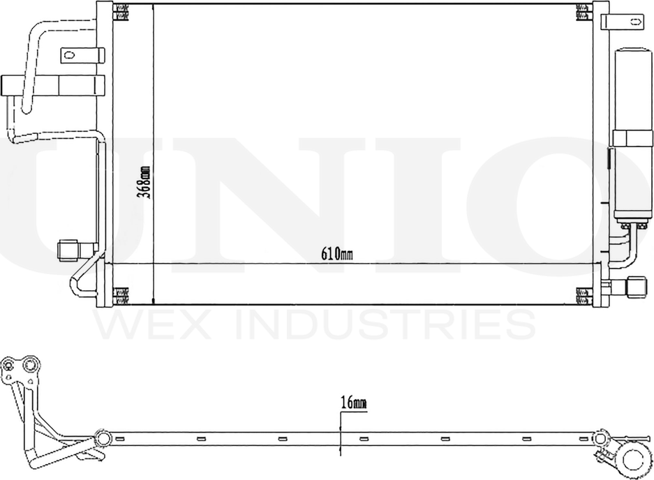 Радиатор кондиционера (Unio). Артикул RAD-30053