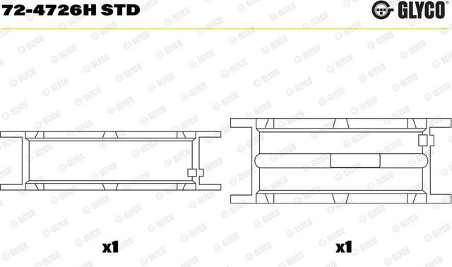 Вкладыши коренные Glyco для Jeep Compass I 2010-2016. Артикул 72-4726H STD