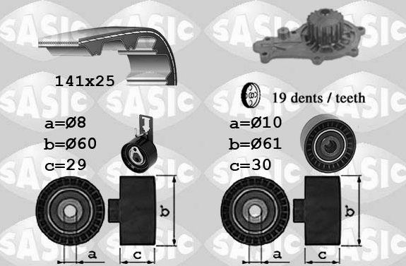 Помпа (водяной насос) с комплектом ремня ГРМ Sasic. Артикул 3900043