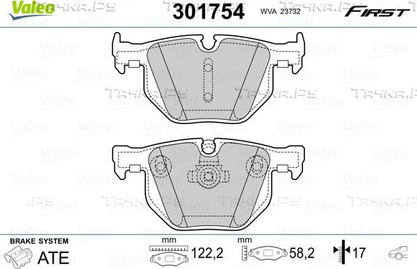 Тормозные колодки Valeo First задние для BMW 5 V (E60/E61) 2003-2010. Артикул 301754