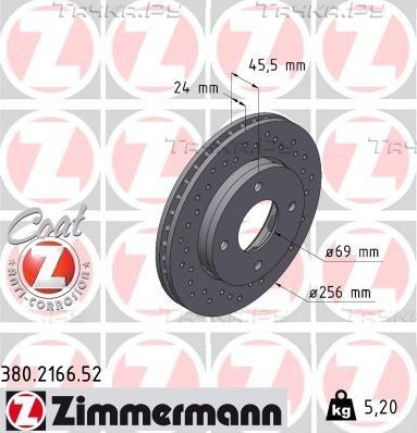 Тормозной диск Zimmermann SPORT Z. Артикул 380.2166.52