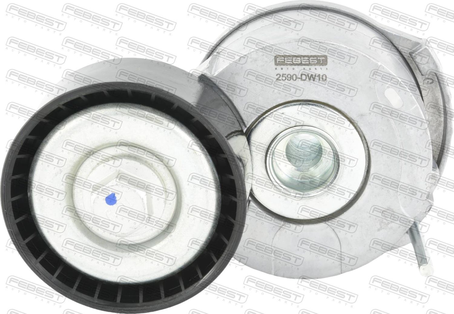 Натяжной ролик (натяжитель) приводного клинового зубчатого ремня Febest. Артикул 2590-DW10