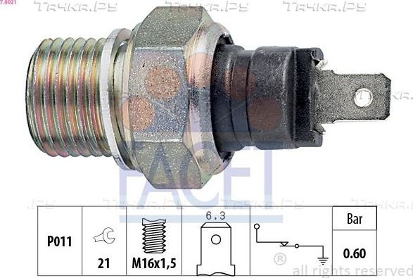 Датчик давления масла Facet Made in Italy - OE Equivalent для Peugeot 106 I 1991-2004. Артикул 7.0021