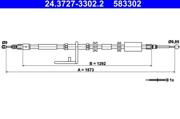 Трос ручника (тросик ручного тормоза) ATE задний правый для Land Rover Freelander II 2006-2014. Артикул 24.3727-3302.2