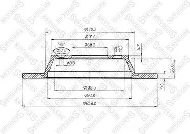 Тормозной диск Stellox задний для Saab 9000 I 1984-1998. Артикул 6020-4107-SX