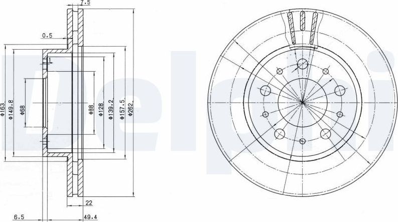 Тормозной диск Delphi. Артикул BG2425