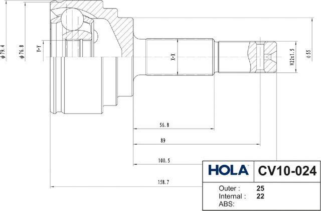 Шрус наружный (граната) HOLA. Артикул CV10-024