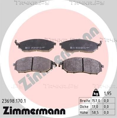 Тормозные колодки Zimmermann передние для Renault Koleos I 2008-2016. Артикул 23698.170.1