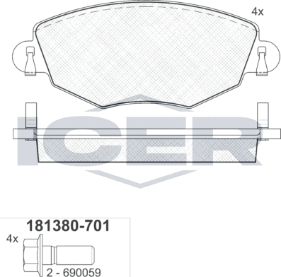 Тормозные колодки Icer. Артикул 181380-701