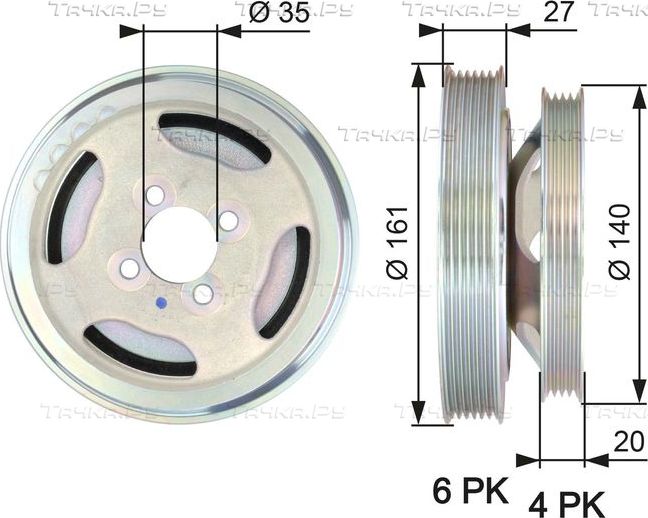 Шкив коленвала Gates DriveAlign® для Fiat Qubo I 2008-2026. Артикул TVD1075
