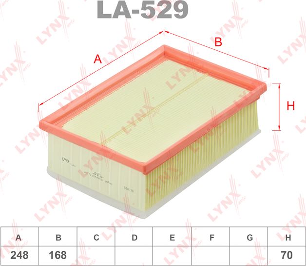 Воздушный фильтр LYNXauto. Артикул LA-529