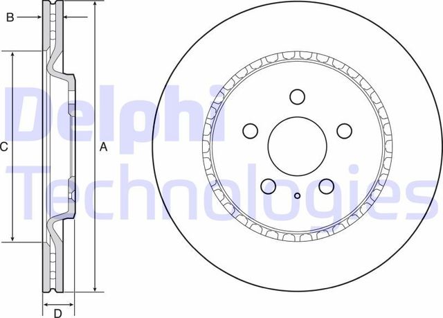 Тормозной диск Delphi задний для Audi A7 II (4K) 2017-2026. Артикул BG4643C