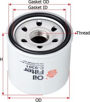 Масляный фильтр Sakura. Артикул C-9301