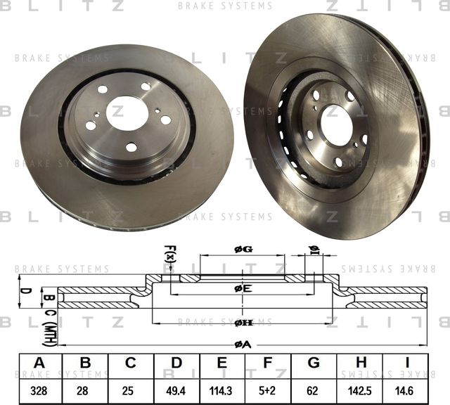 Диск тормозной TOYOTA RAV4 12- перед. вент. (Blitz). Артикул BS0375