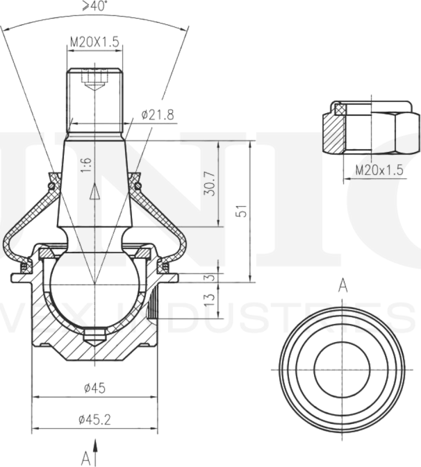 Опора шаровая (Unio). Артикул SSP-20101