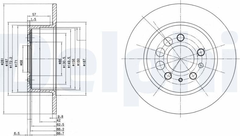 Тормозной диск Delphi. Артикул BG2103