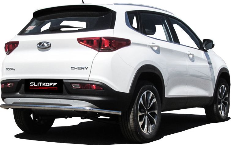 Защита Slitkoff заднего бампера d42 длинная для Chery Tiggo 7 2016-2026. Артикул CT7-007