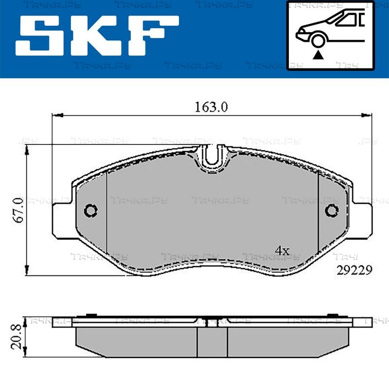 Тормозные колодки SKF передние для IVECO Daily IV 2006-2011. Артикул VKBP 80089