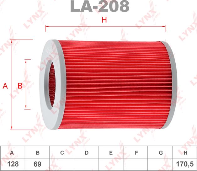 Воздушный фильтр LYNXauto. Артикул LA-208