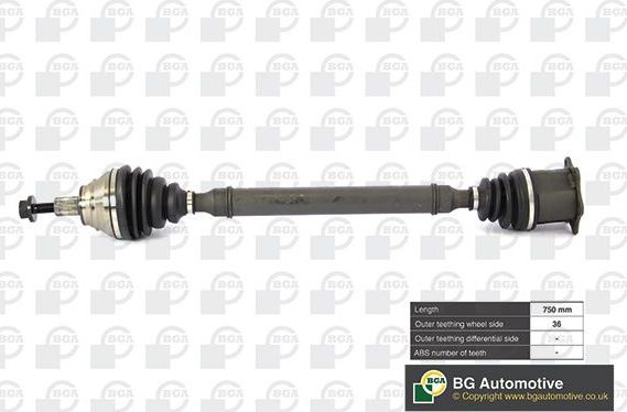 Полуось (привод в сборе, приводной вал) BGA. Артикул DS0100R