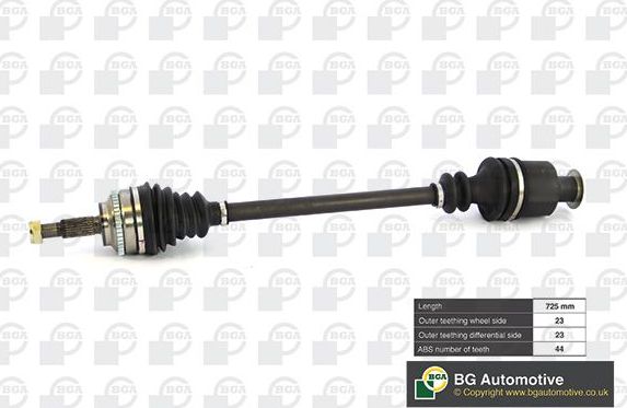 Полуось (привод в сборе, приводной вал) BGA передняя правая для Nissan Kubistar X76 2003-2026. Артикул DS7338R