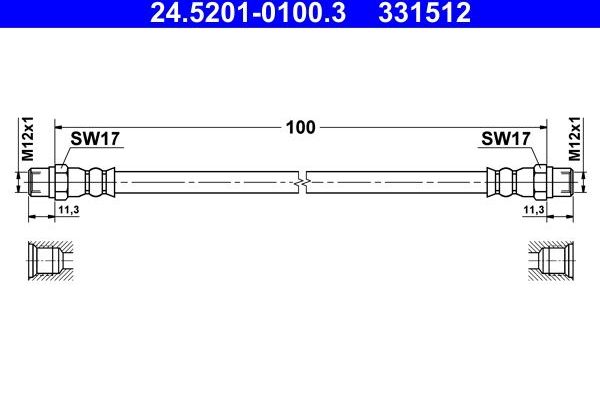 Тормозной шланг ATE. Артикул 24.5201-0100.3