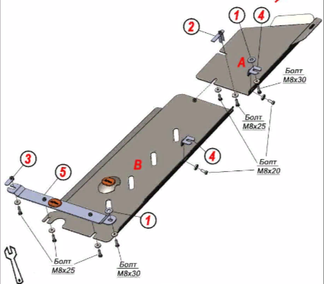 Защита алюминиевая Alfeco для топливопровода (2 части) Geely Monjaro 2022-2026. Артикул ALF.08.33al