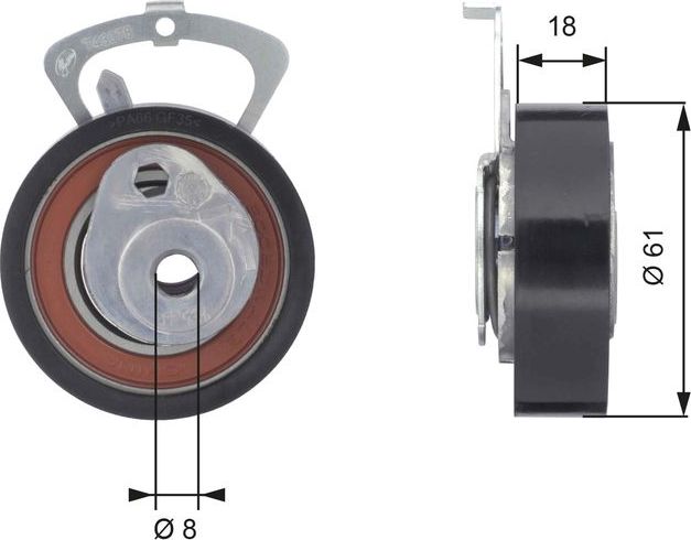 Натяжной ролик (натяжитель) ремня ГРМ Gates PowerGrip®. Артикул T43078