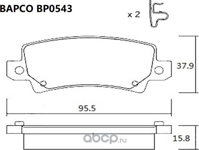 Колодки тормозные дисковые зад. TOYOTA COROLLA (_E12_) (Bapco). Артикул BP0543