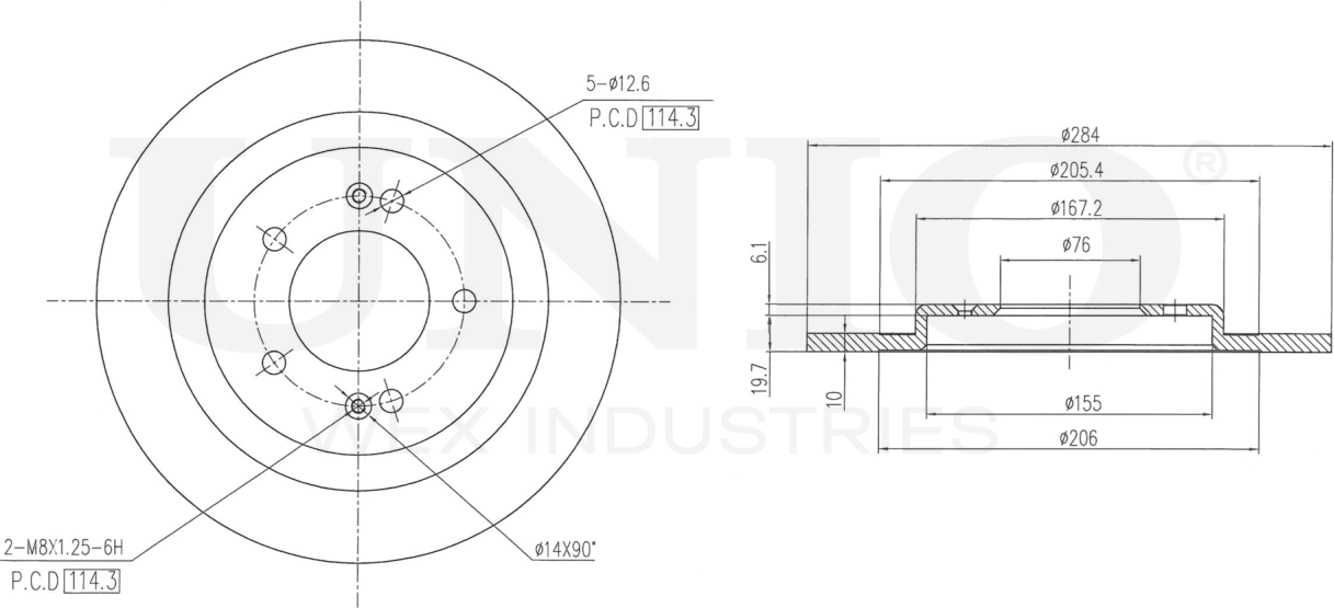 Диск тормозной (Unio). Артикул BRD-20377