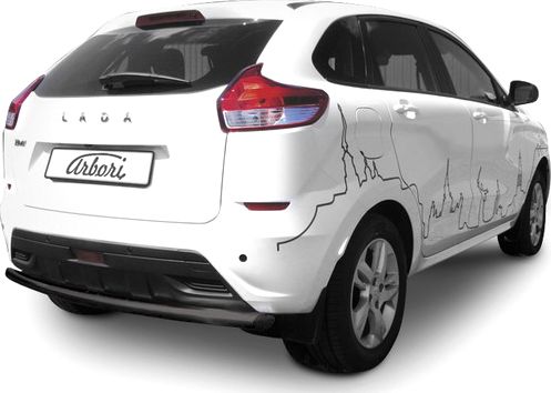 Защита Arbori заднего бампера d57 для Lada Xray 2015-2026 Черная. Артикул AFZDALADXR12B