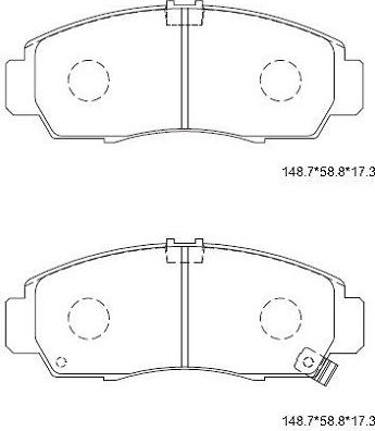 Тормозные колодки Asimco передние для Honda Stream I 2001-2006. Артикул KD1707