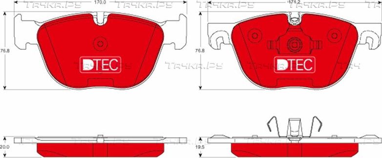 Тормозные колодки TRW DTEC COTEC передние для BMW X6 I (E71) 2008-2014. Артикул GDB1726DTE