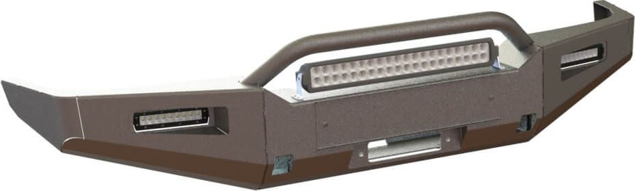 Бампер силовой передний STC для Toyota Land Cruiser 80 1990-1997 с защитной дугой, фарами водительского и балкой дальнего света. Артикул STC-TLC80-BF-C1-L3L4