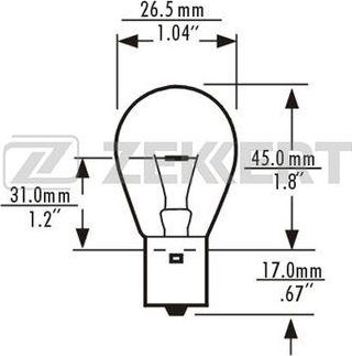 Лампа P21W 24V 21W BA15s (миним. кол-во заказа 10 шт) Zekkert. Артикул LP-1083