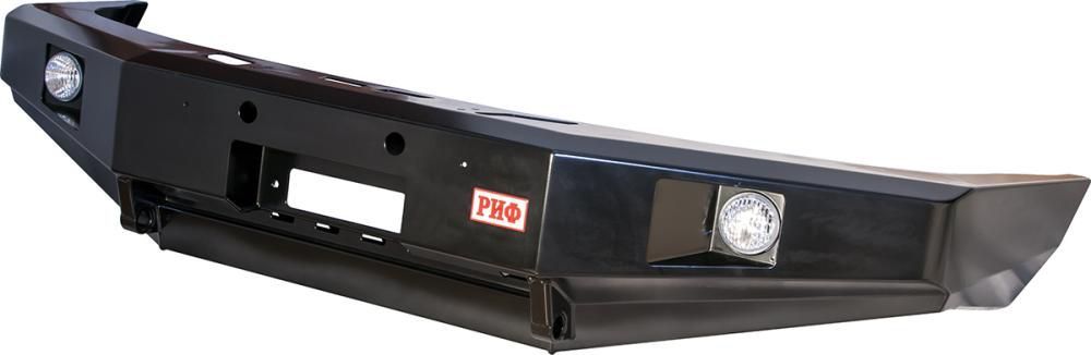 Бампер силовой РИФ передний с доп. фарами без защитной дуги (под парктроник) для УАЗ Патриот 2014-2026. Артикул RIF060-10356P