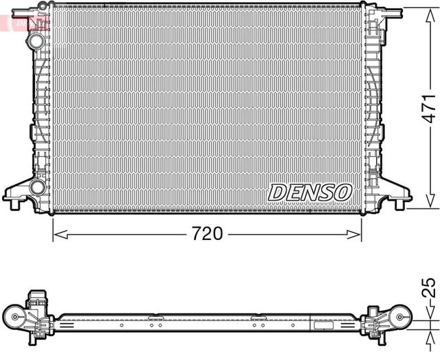 Радиатор охлаждения двигателя Denso для Audi A4 V (B9) 2015-2026. Артикул DRM02043