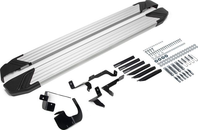 Пороги алюминиевые Rival Silver для Chevrolet Equinox III поколение рестайлинг 2020-2026. Артикул F173AL.1003.1