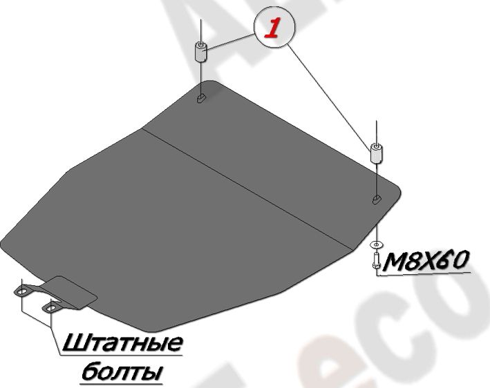 Защита алюминиевая Alfeco для картера Subaru Forester lll 2008-2012. Артикул ALF.22.19 AL4