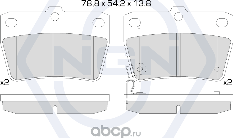 Колодки тормозные керамические, задние (NGN). Артикул 3501783