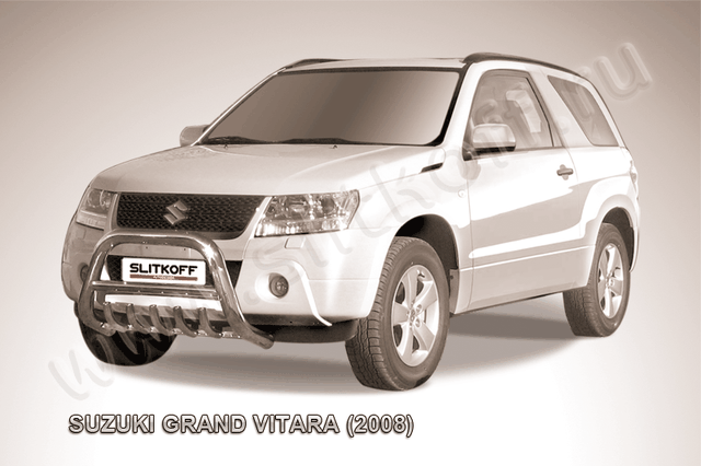 Кенгурятник Slitkoff d76 низкий с защитой картера для Suzuki Grand Vitara III 3-дв. 2008-2012. Артикул SGV3D08001
