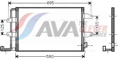 Радиатор кондиционера (конденсатор) AVA (алюминий). Артикул VNA5252