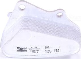 Радиатор масляный (маслоохладитель) для двигателя Nissens (алюминий). Артикул 91202